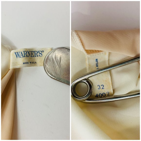 Vintage 60s Checkerboard Slip Pale Peach Cream Lace Trim Lingerie - Picture 8 of 8